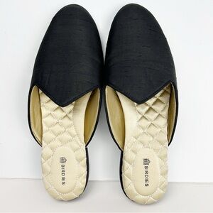 Birdies The Raven Black Satin Slip On Flats Slides Mules Size 7